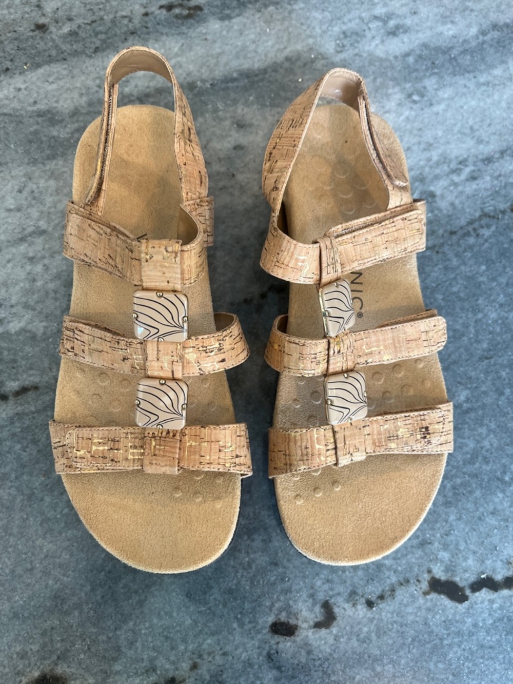 Vionic Cork Tan Strappy Sandals